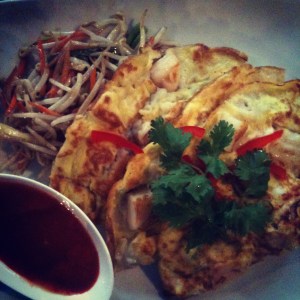 Thai Seafood Pancake at Leng Thai on Broadway in  Astoria 