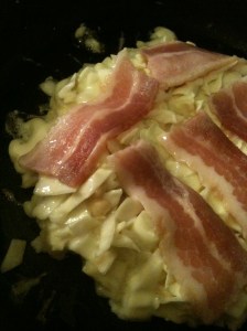 Okonomiyaki bacon close up 